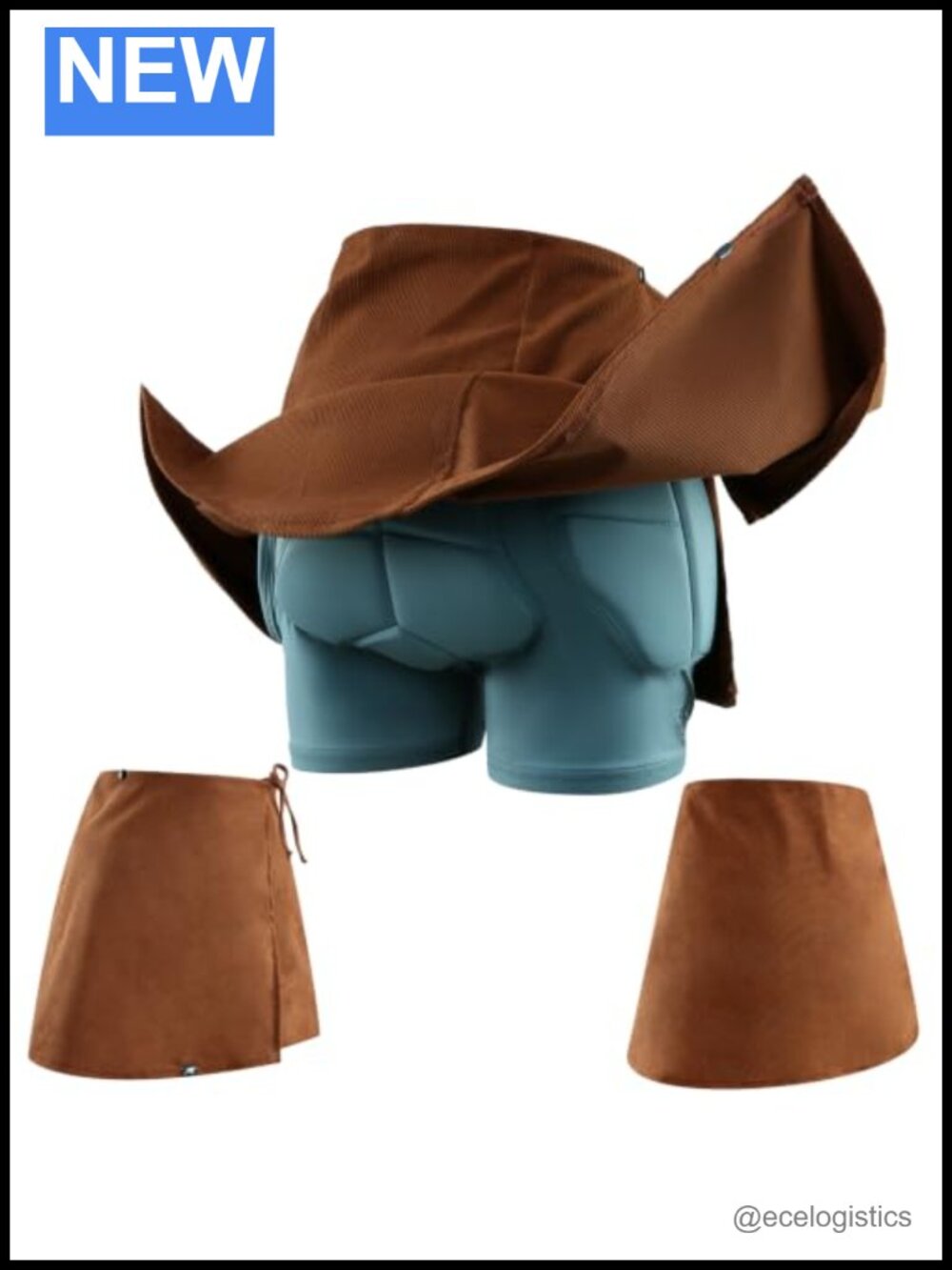 Women's Protective Skirt with Padded Shorts, Corduroy Wrap Skort for Skating &